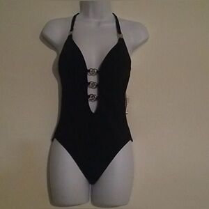 W Swim plunge one piece bathing suit